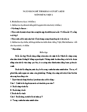 Đề thi khảo sát giữa học kì II Tiếng việt lớp 2